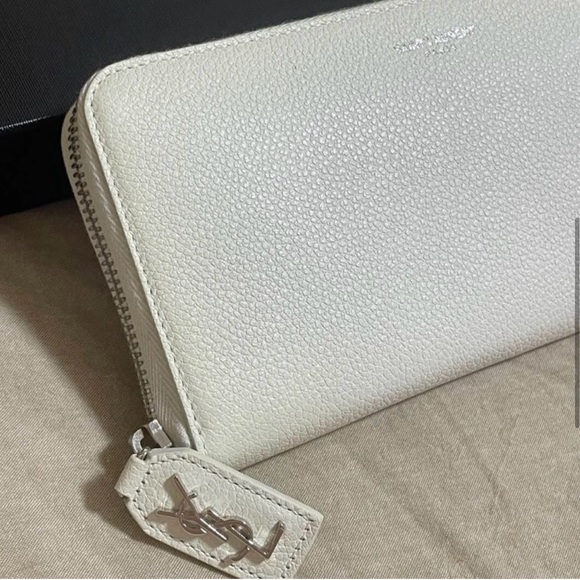 Auth SAINT LAURENT YSL Long Leather Wallet White F/S - Picture 11 of 17